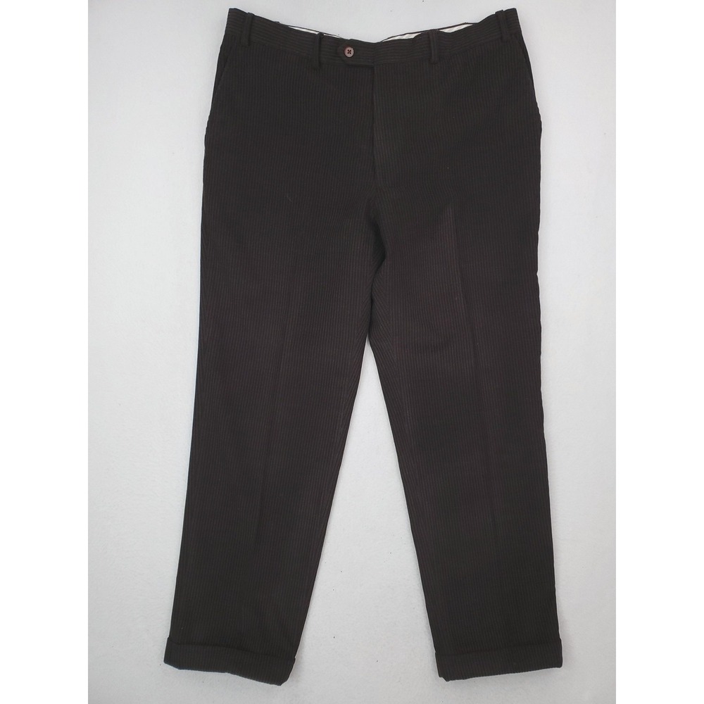 Samuelsohn Pants Mens 38x32 Brown Loro Piana Zelander Corduroy Wool Dress Cuffed